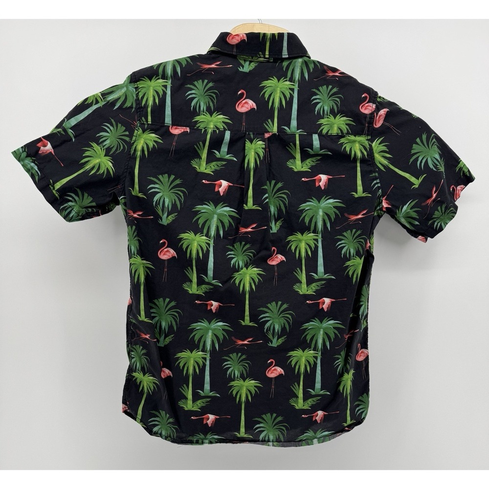 H&M Hawaiian Shirt‎ Men's Size S Floral Tropical Beach Flamingo Palm Tree Aloha - Picture 4 of 9